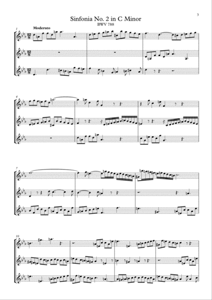 Sinfonia in C arranged for Clarinet Trio Clarinet Trio scores gallery preview page 3