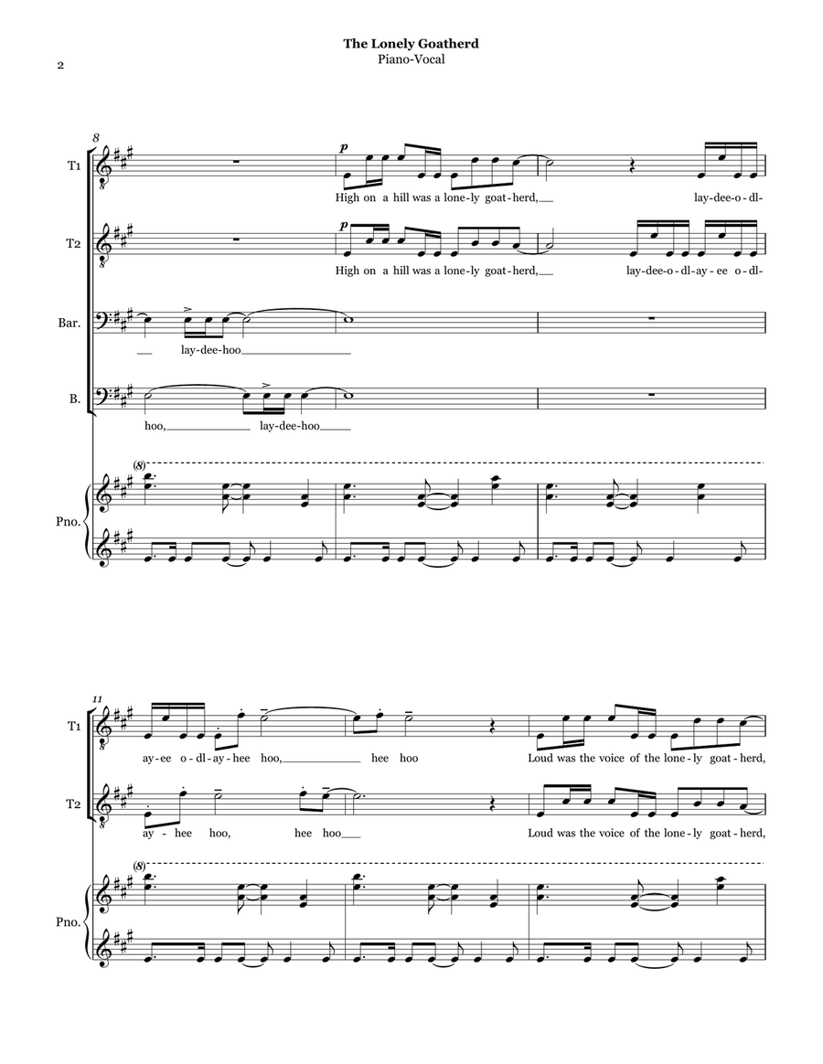 The Lonely Goatherd from the Sound of Music TTBB scores gallery preview page 2
