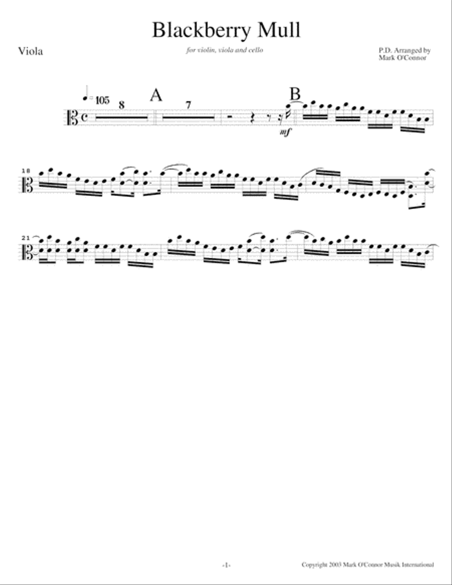 Blackberry Mull (viola part - vln, vla, cel) String Trio scores gallery preview page 4
