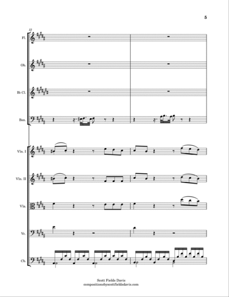 John Field, Sonata IV (Movement I) arranged for orchestra by Scott Fields Davis Chamber Orchestra scores gallery preview page 5