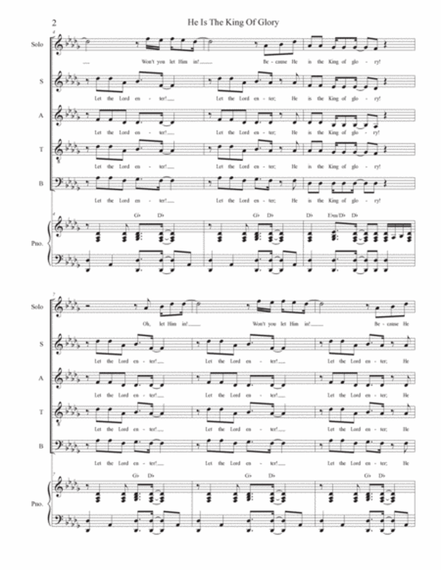 He Is The King Of Glory (Solo and SATB) image number null
