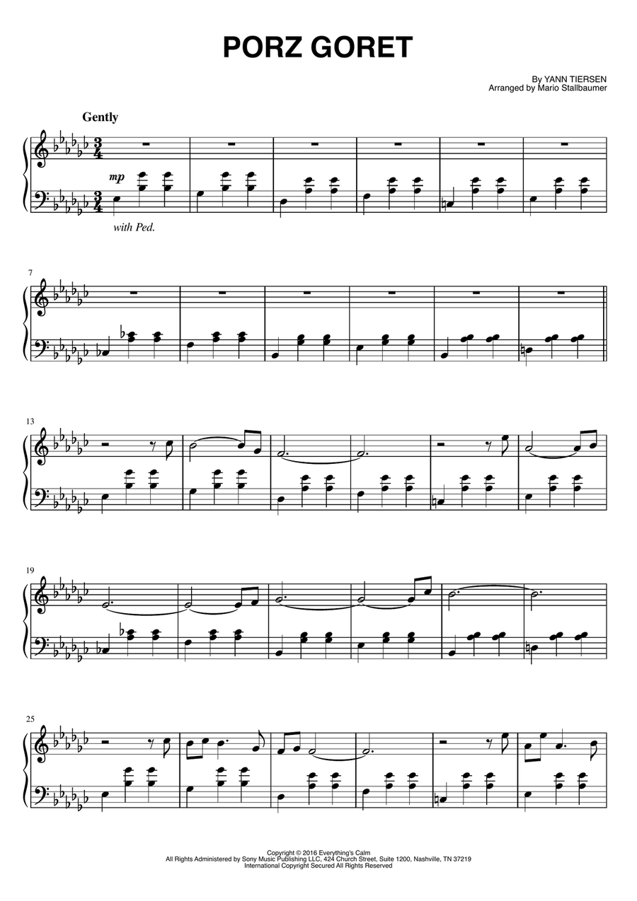 Porz Goret Piano Solo scores gallery preview page 1
