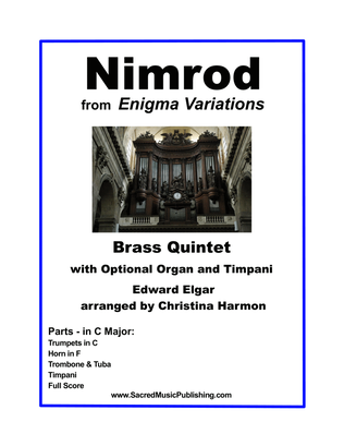 Book cover for Nimrod from Enigma Variations in C Major for Brass Quintet and Optional Organ and Timpani