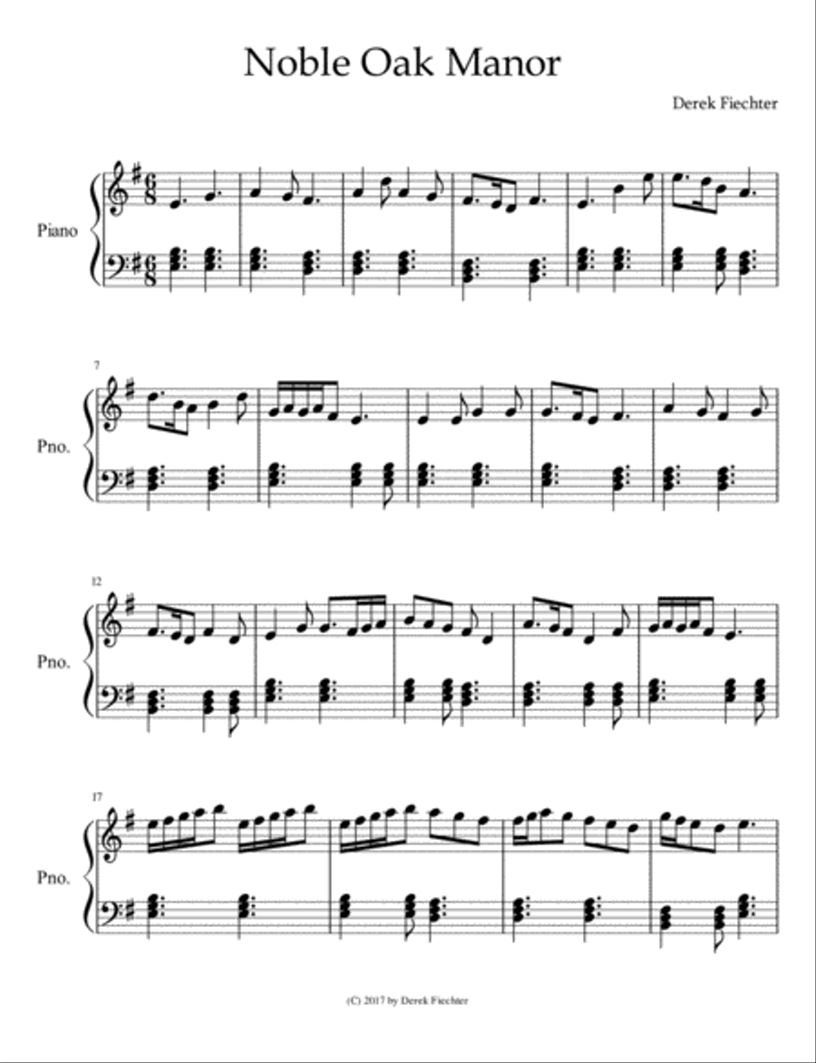 Noble Oak Manor Noble Oak Manor Piano Solo scores gallery preview page 1