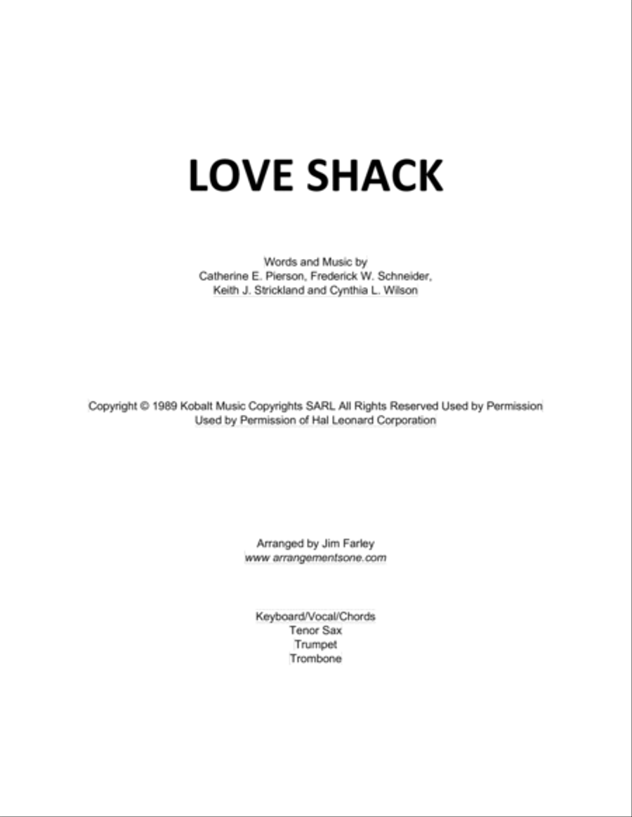 Love Shack Tenor Saxophone scores gallery preview page 1