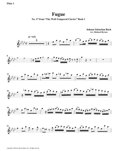 Fugue 17 from Well-Tempered Clavier, Book 1 (Flute Quintet ) image number null