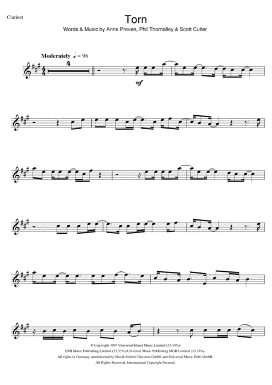 Torn Clarinet Solo scores gallery preview page 1