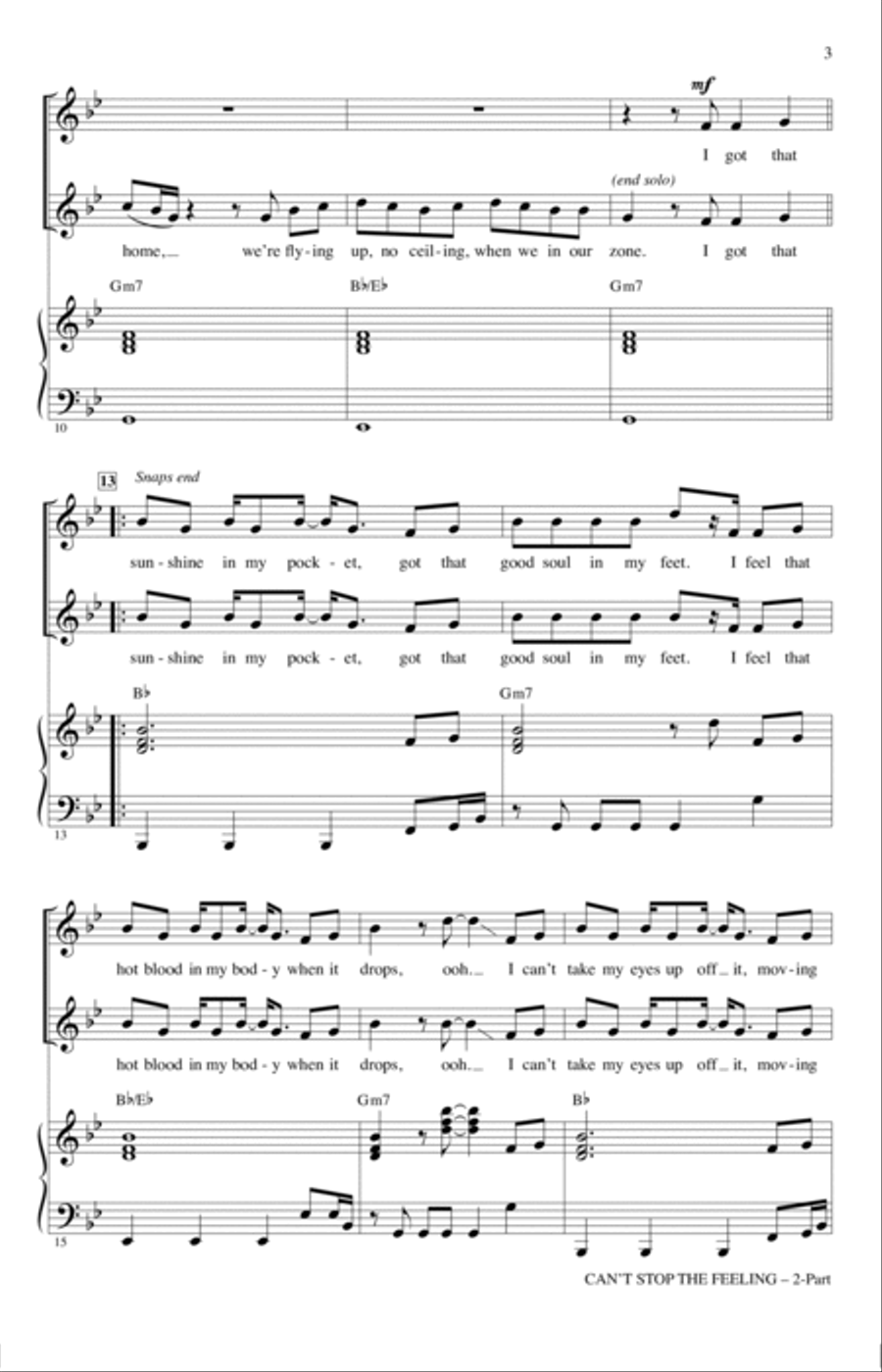Can't Stop The Feeling (from Trolls) (arr. Mac Huff) 2-Part scores gallery preview page 2