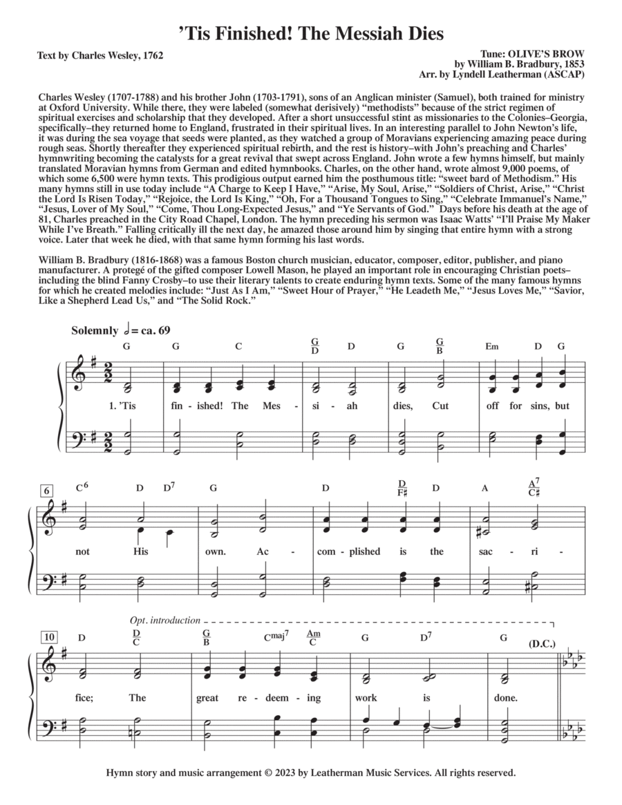 Tis Finished! The Messiah Dies Piano, Vocal, Guitar scores gallery preview page 1