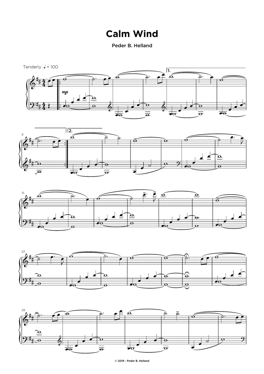 Calm Wind Easy Piano scores gallery preview page 1
