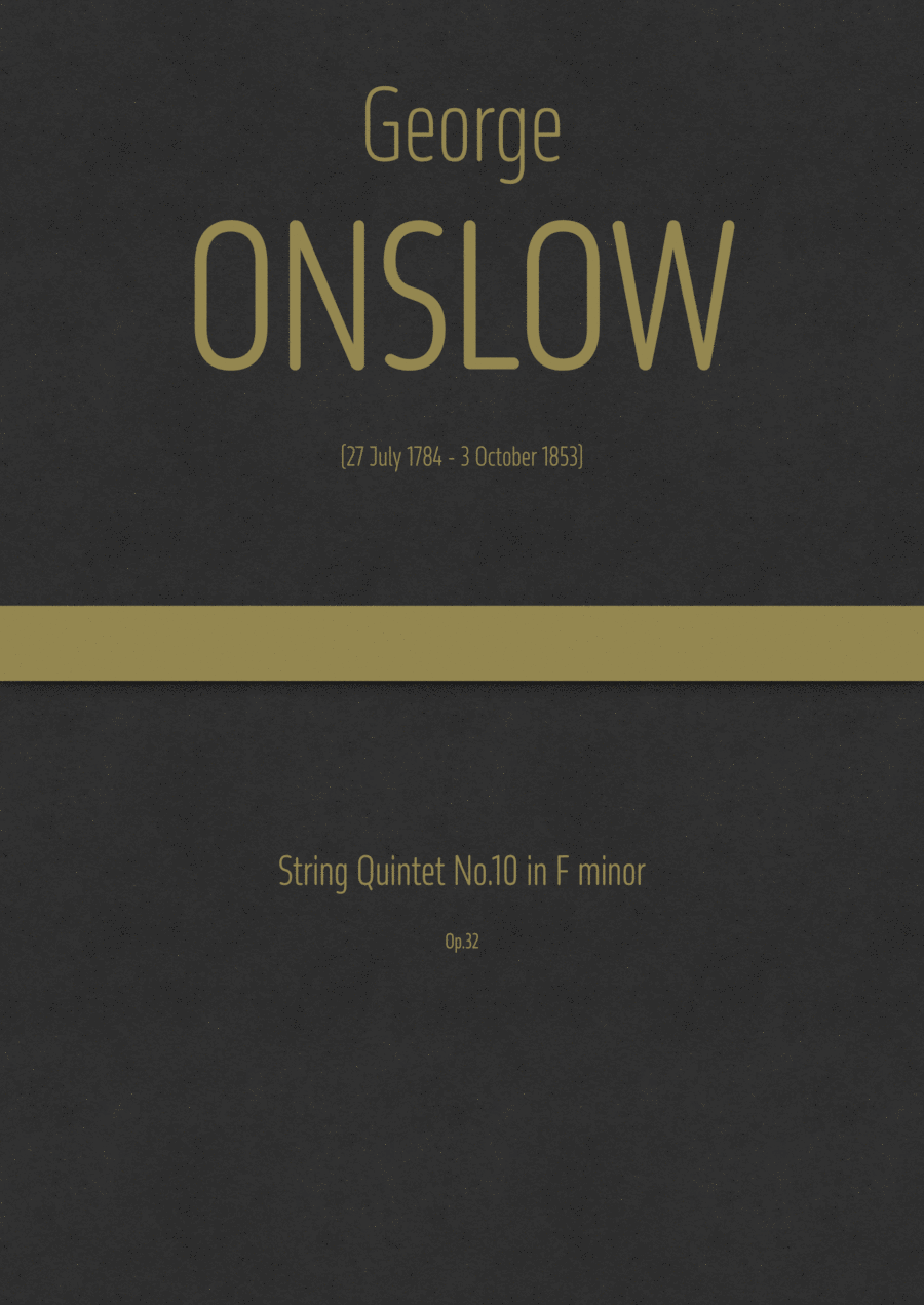 Book cover for Onslow - String Quintet No.10 in F minor, Op.32