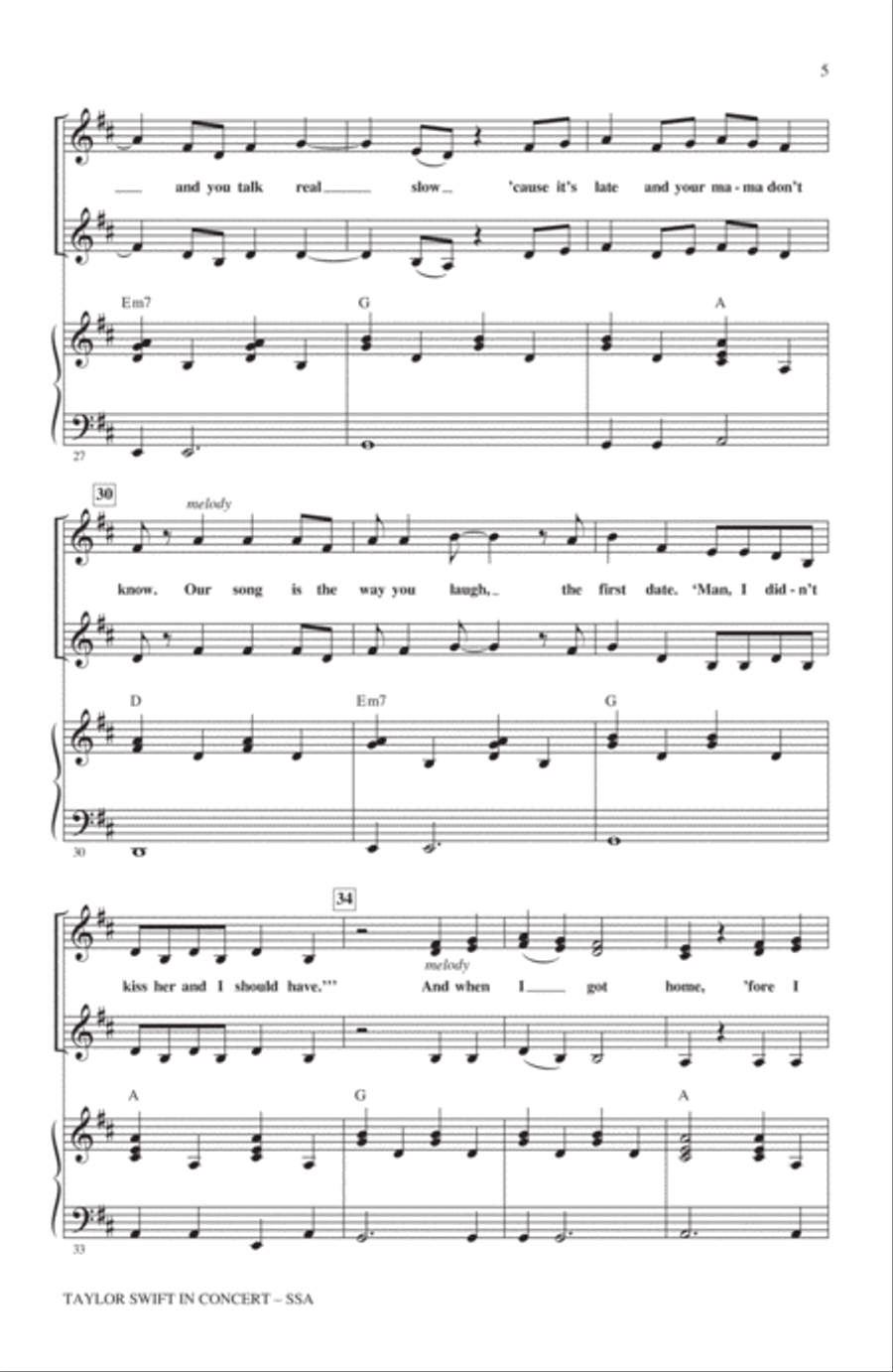 Taylor Swift In Concert (Medley) SSA scores gallery preview page 4