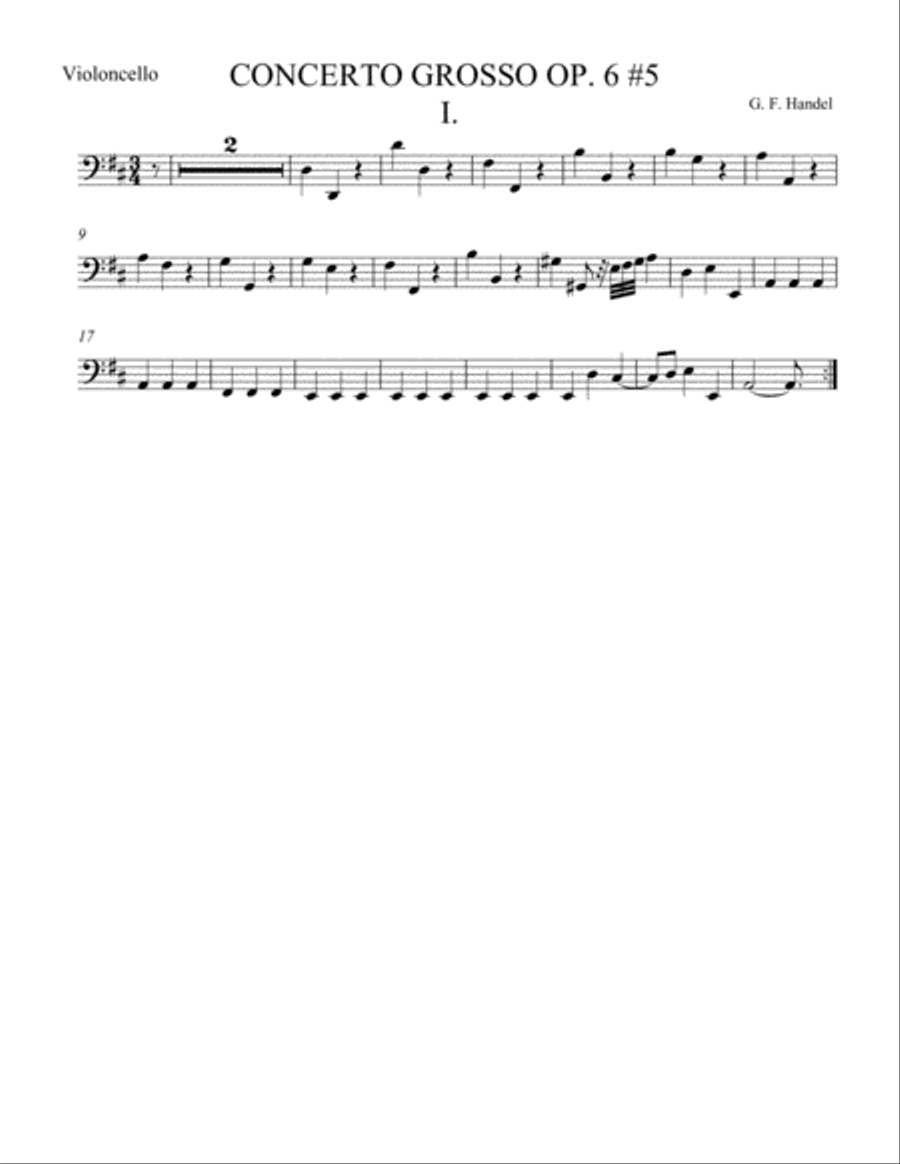 Concerto Grosso Op. 6 #5 Movement I String Orchestra scores gallery preview page 2