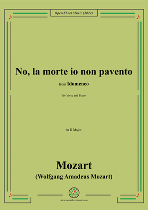 Book cover for Mozart-No,la morte io non pavento,in D Major,from 'Idomeneom,K.366',for Voice and Piano