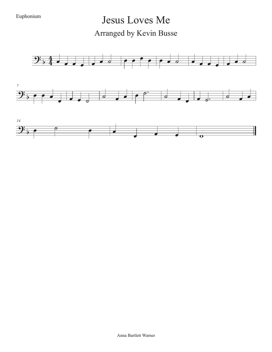 Jesus Loves Me - Euphonium Euphonium scores gallery preview page 1
