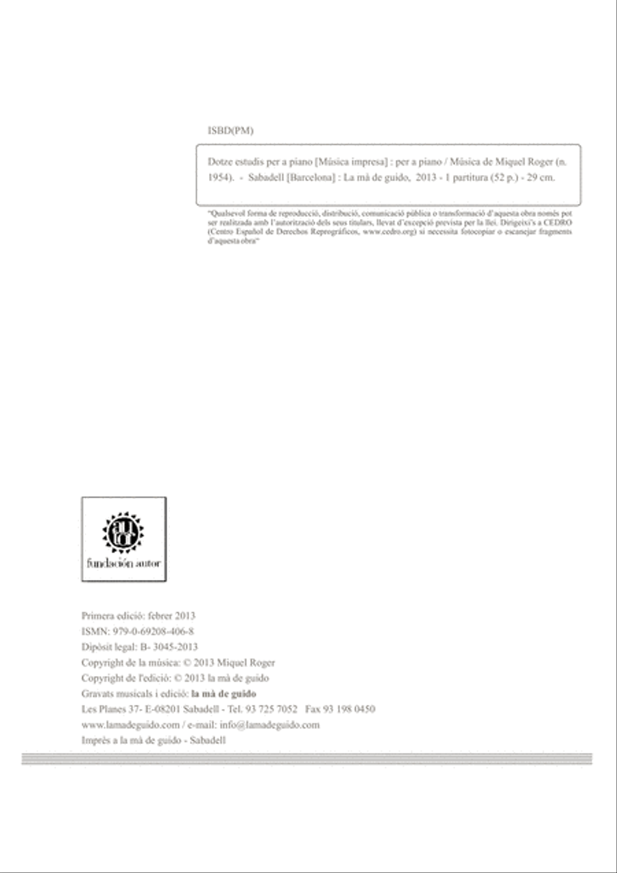 Dotze estudis per a piano Piano Solo scores gallery preview page 4