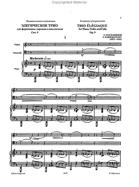Trio Elegiaque Op. 9