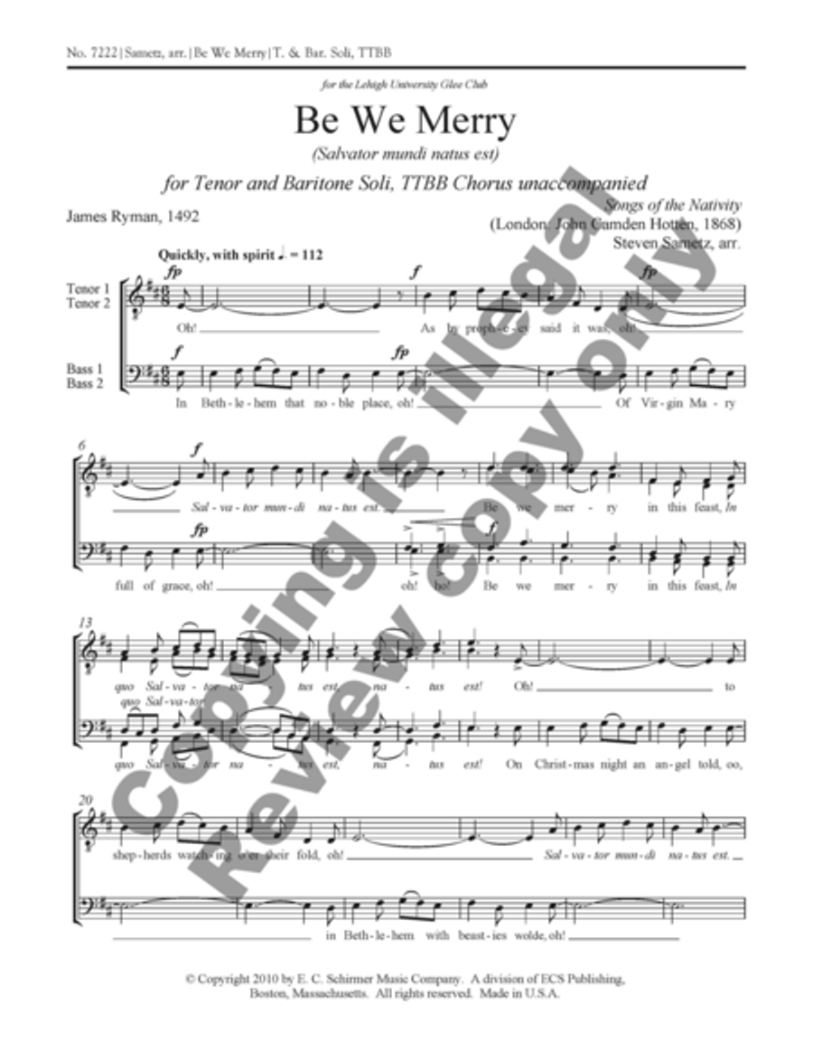Be We Merry TTBB scores gallery preview page 5