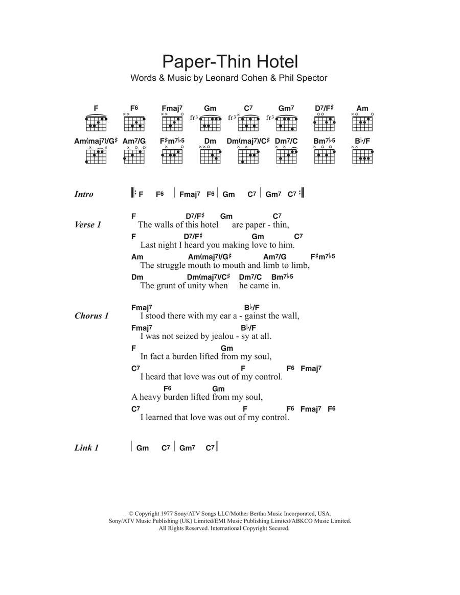 Paper-Thin Hotel Acoustic Guitar scores gallery preview page 1