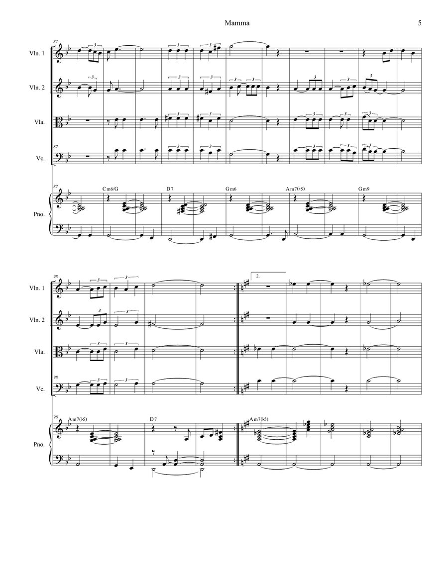 Mama (mamma) String Quartet scores gallery preview page 5