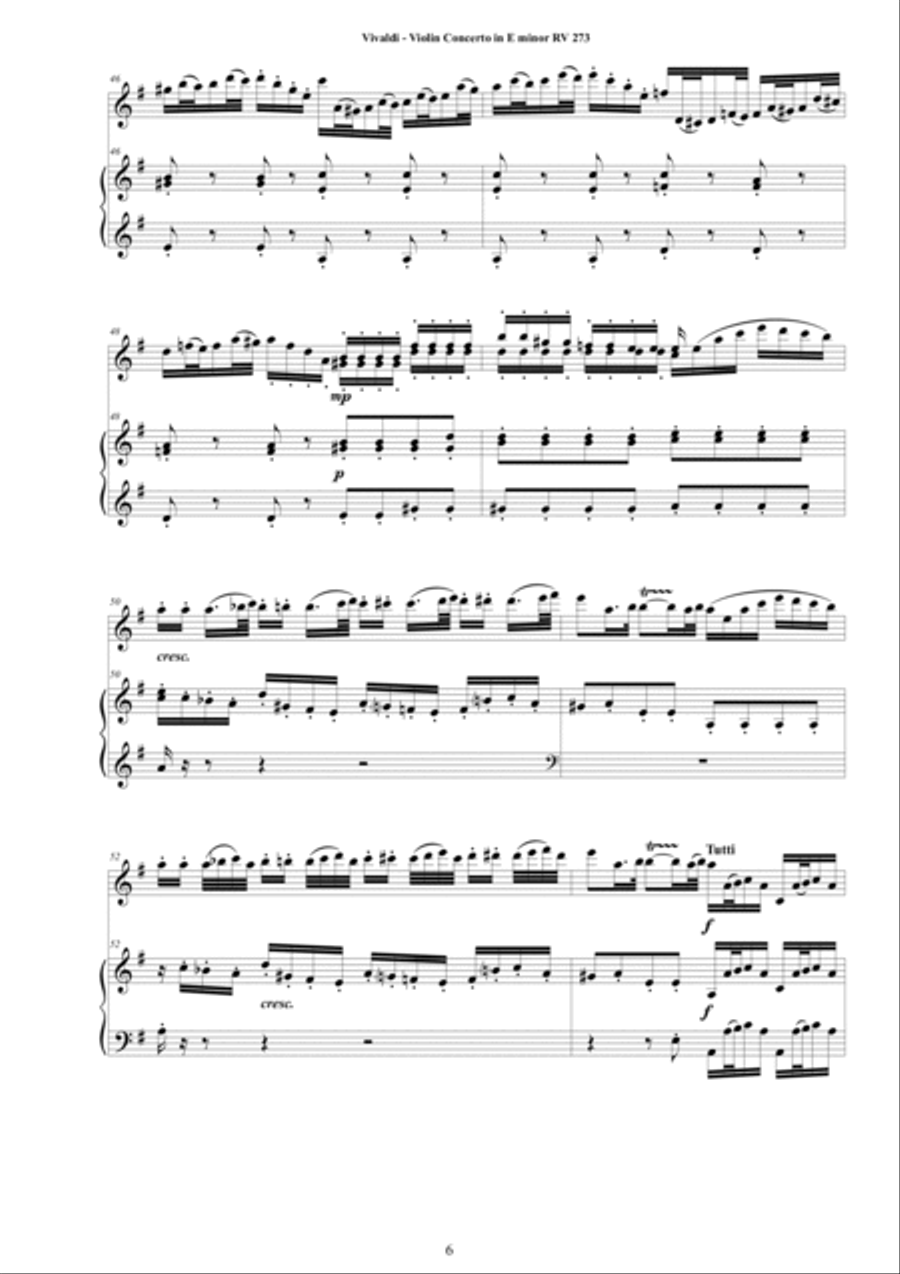 Vivaldi - Violin Concerto in E minor RV 273 for Violin and Cembalo (or Piano) String Duet scores gallery preview page 6