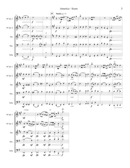 America (My Country, 'tis of Thee) - brass quintet image number null