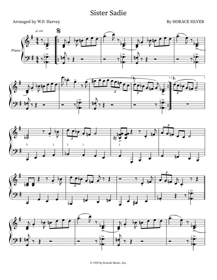 Sister Sadie Piano Solo scores gallery preview page 1