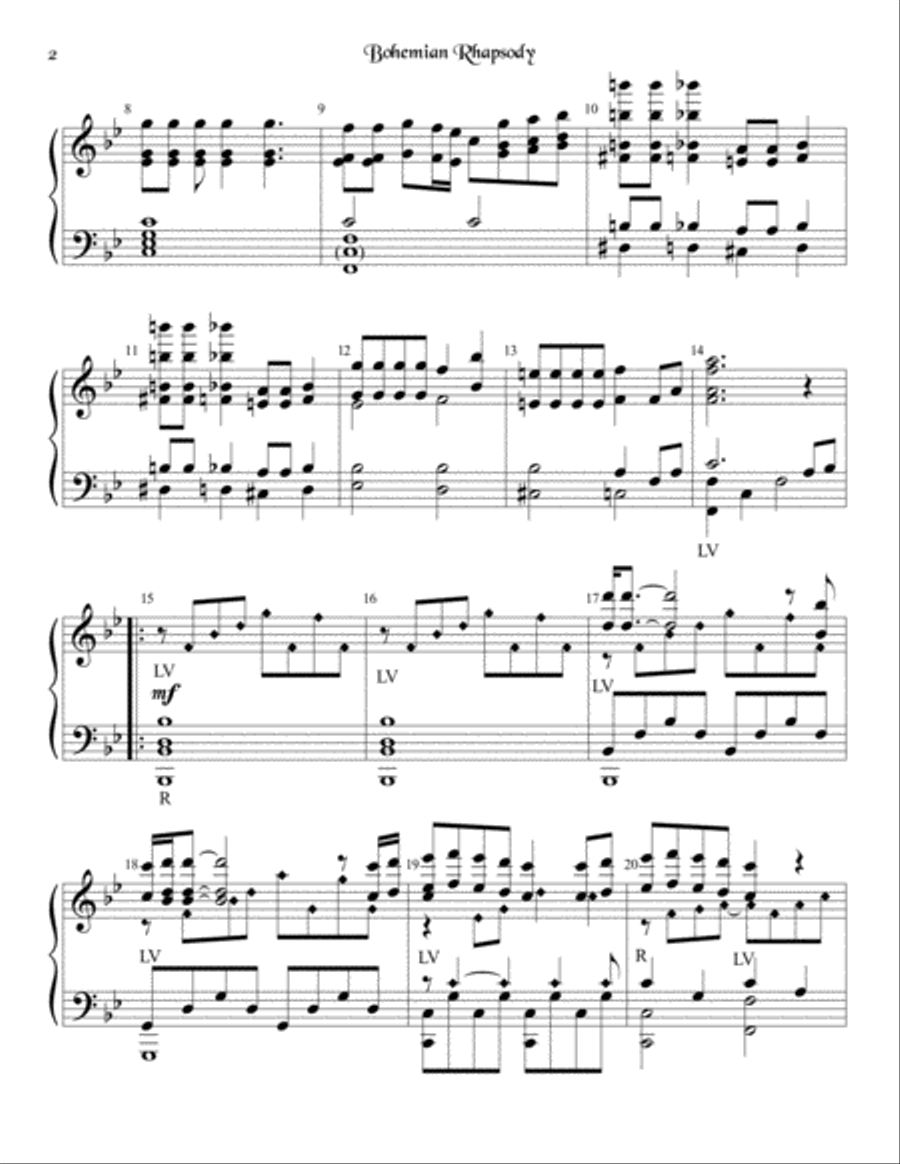Bohemian Rhapsody Handbell Choir scores gallery preview page 3