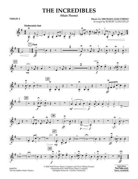 The Incredibles (Main Theme) (arr. Robert Longfield) - Violin 2