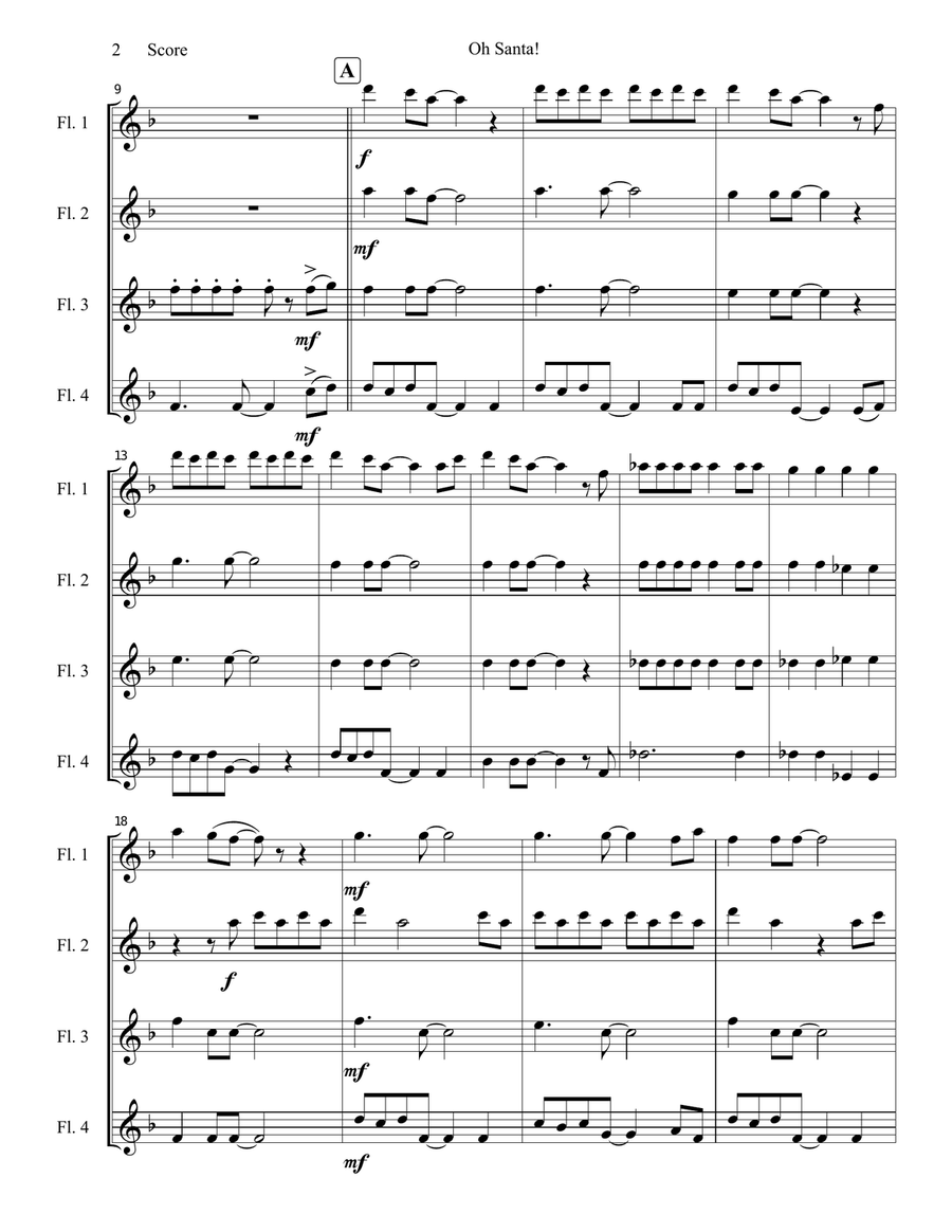 Oh Santa! Woodwind Quartet scores gallery preview page 3