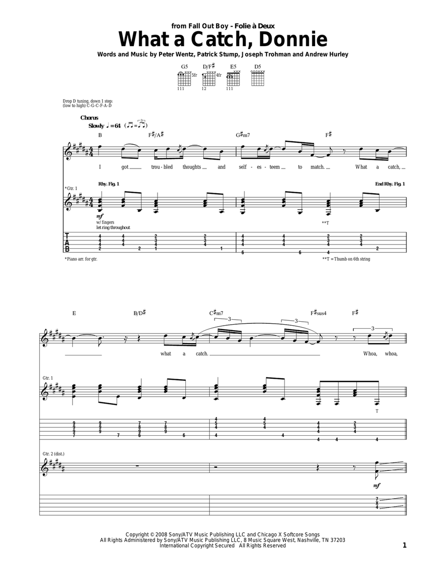 What A Catch, Donnie Acoustic Guitar scores gallery preview page 1
