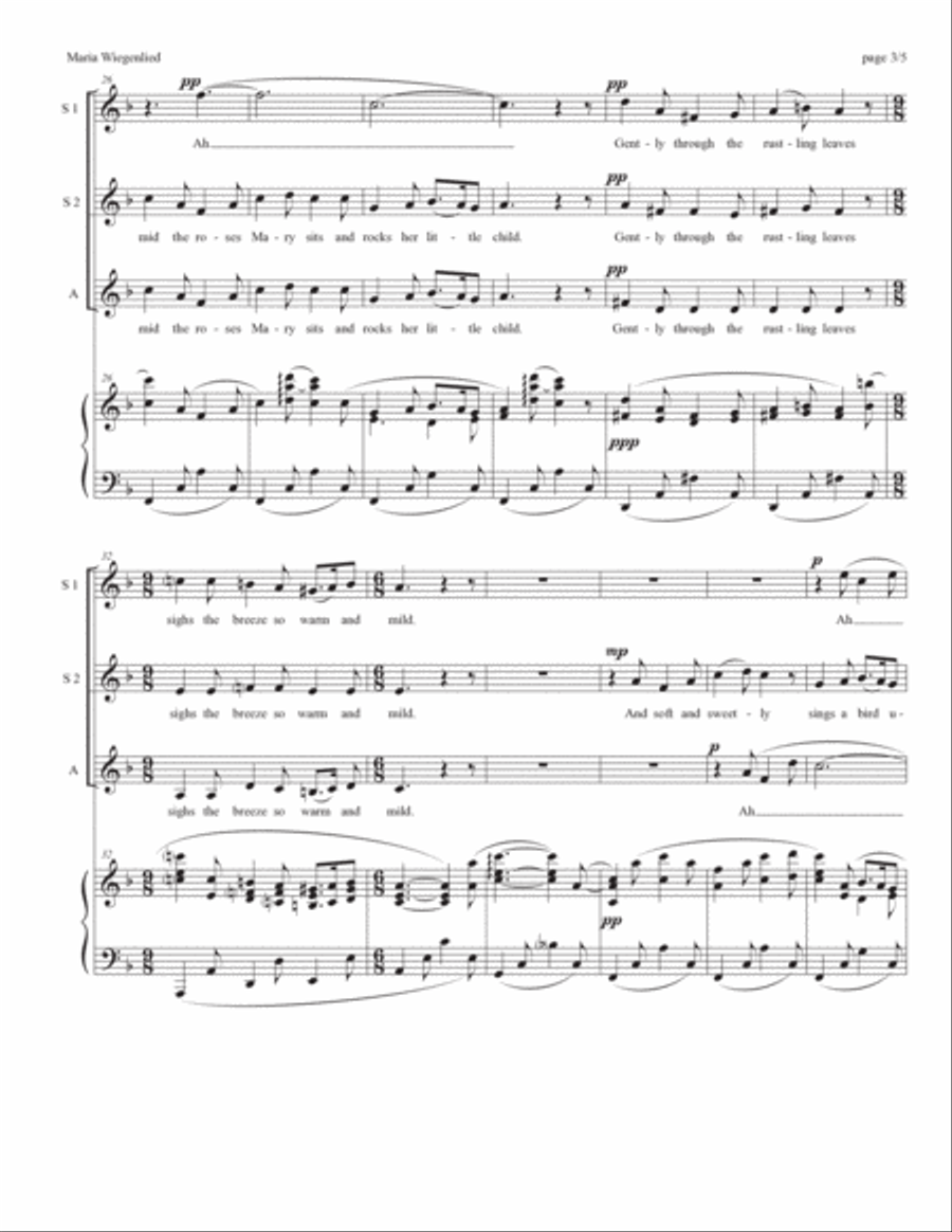Mariä Wiegenlied (Mary's Lullaby), Op. 76, No. 52 SSA scores gallery preview page 3