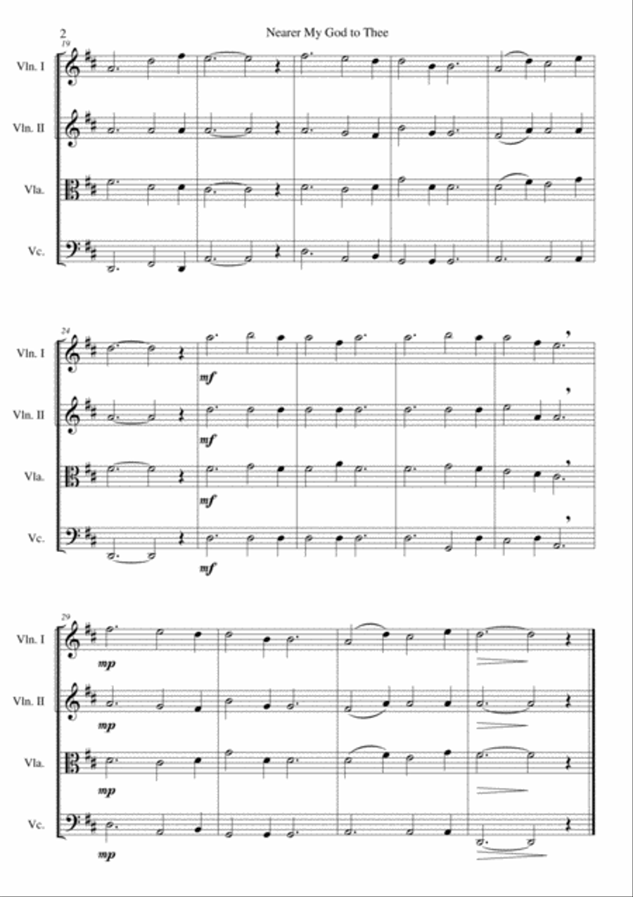 Nearer my God to Thee (Bethany) for string quartet String Quartet scores gallery preview page 2