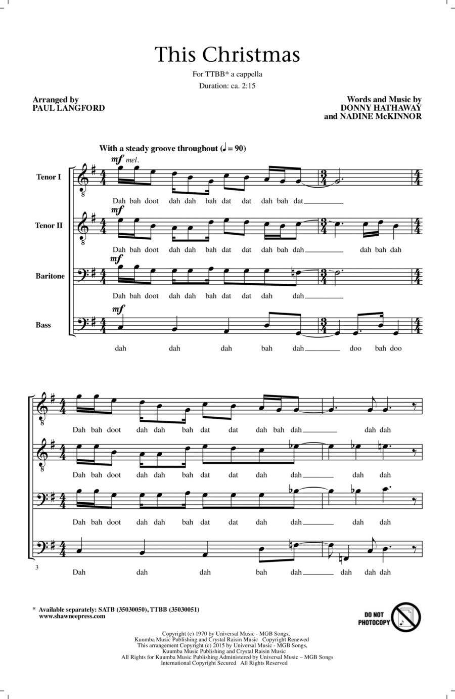 This Christmas This Christmas TTBB scores gallery preview page 1