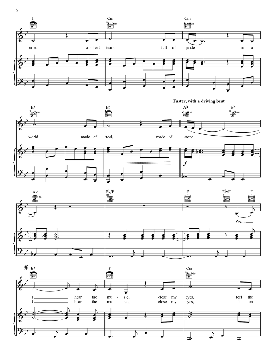 Flashdance...What A Feeling Piano, Vocal, Guitar scores gallery preview page 2