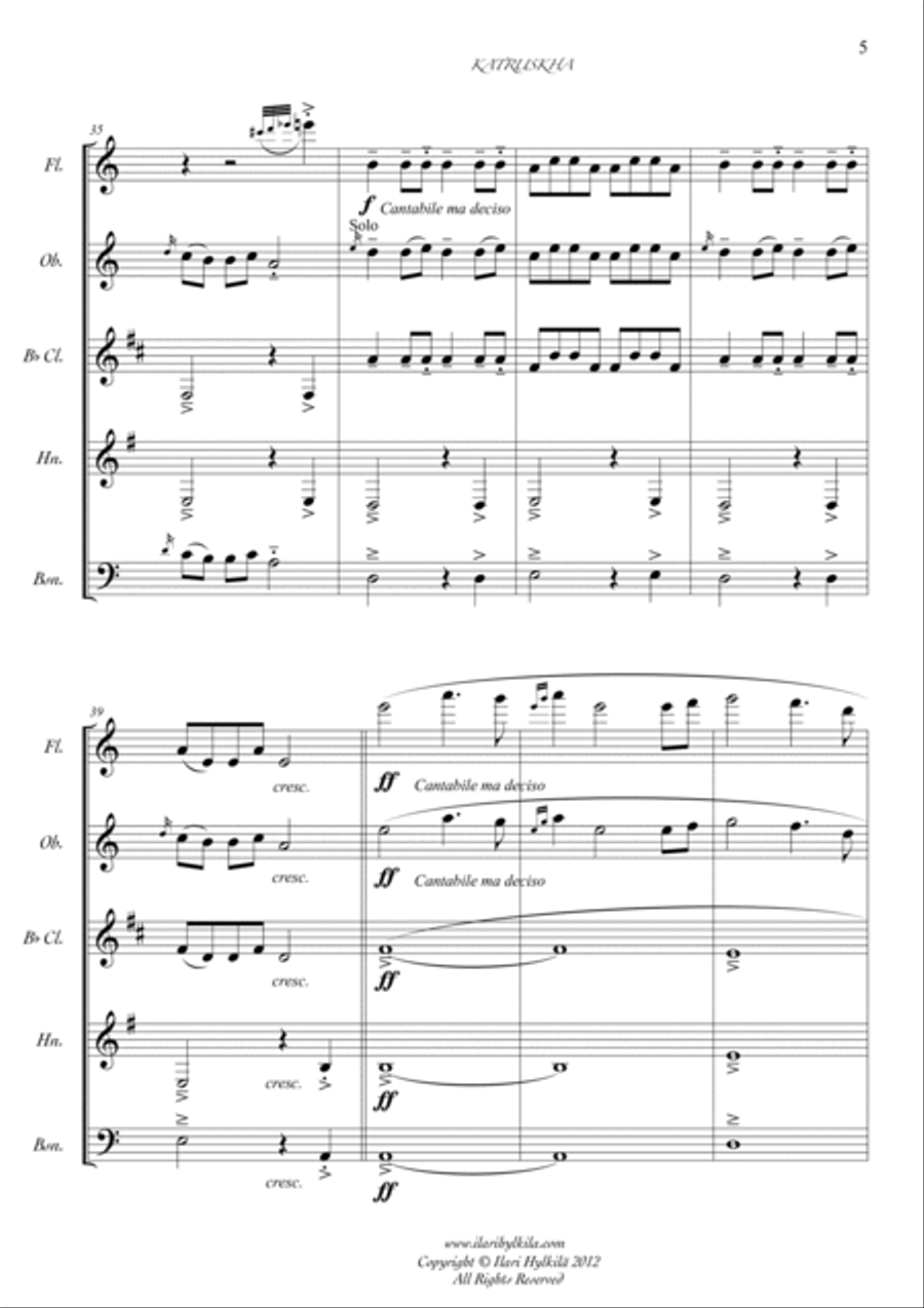 Katruskha (woodwind quintet) Woodwind Quintet scores gallery preview page 5