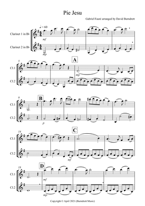 Pie Jesu (from Requiem) for Clarinet Duet
