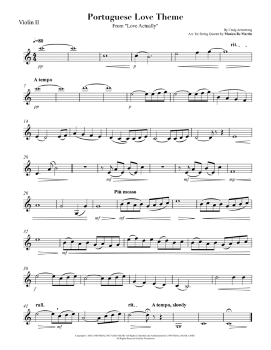 Portuguese Love Theme String Quartet scores gallery preview page 2