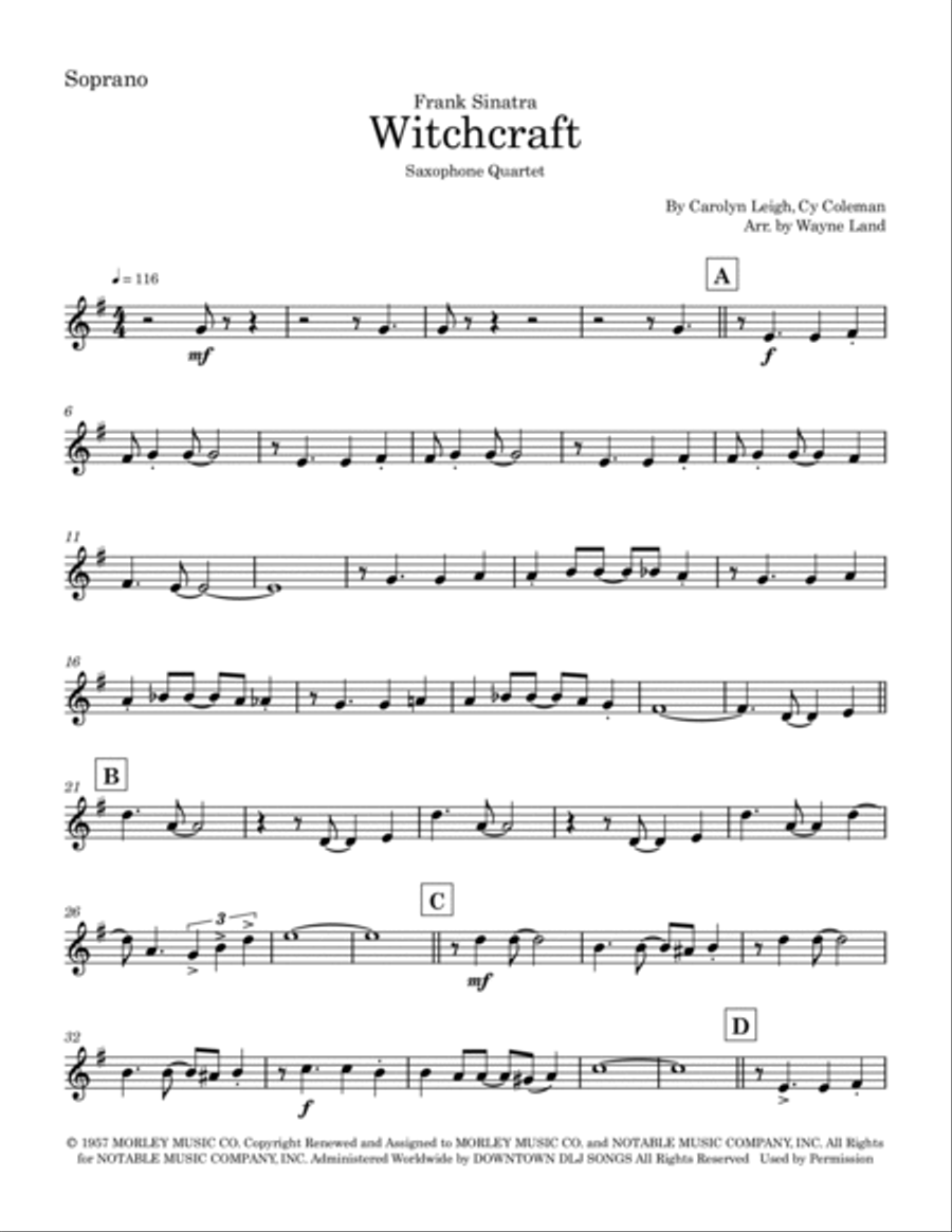 Witchcraft Saxophone Quartet scores gallery preview page 6