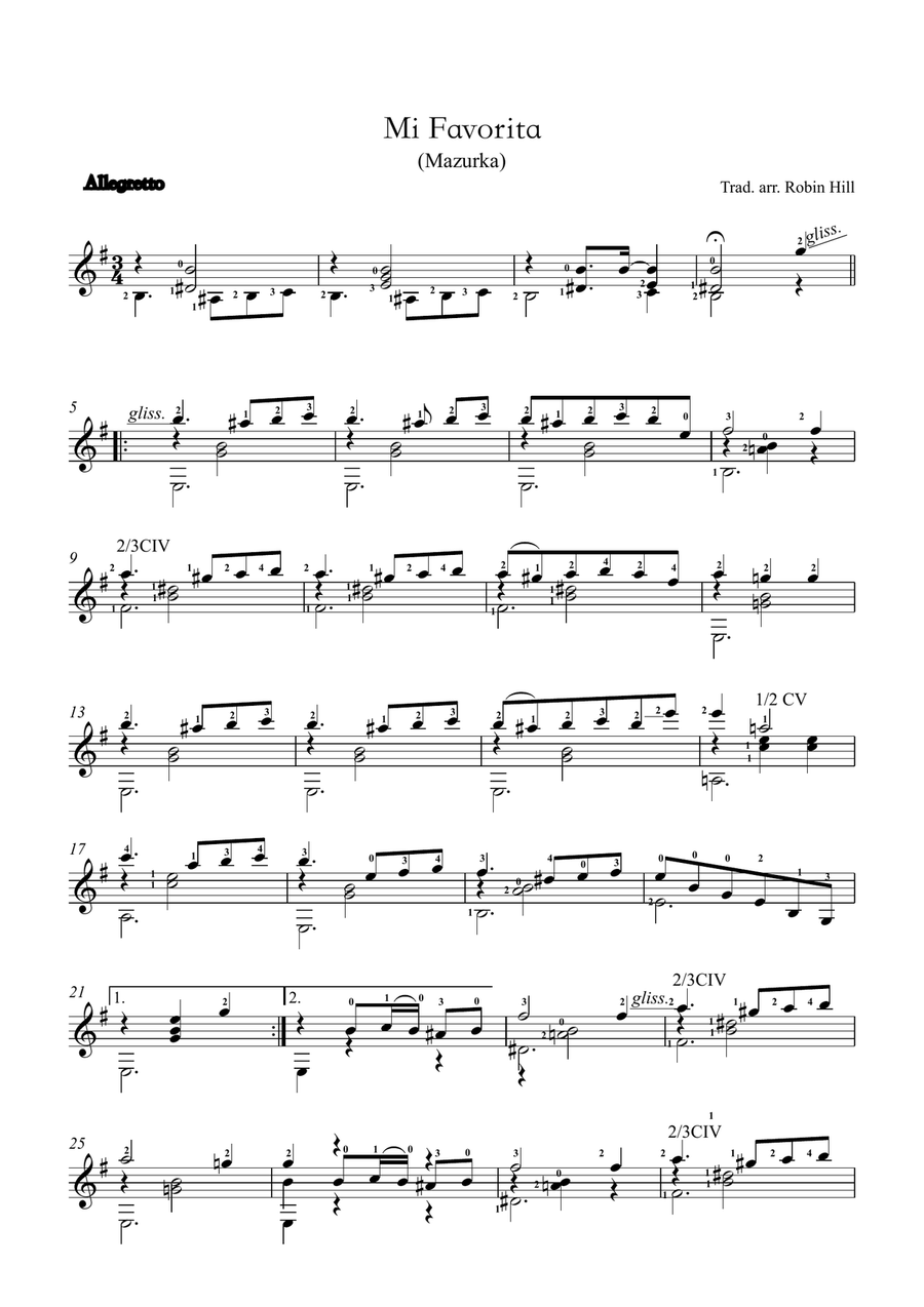 Mi Favorita (Mazurka) Classical Guitar scores gallery preview page 1