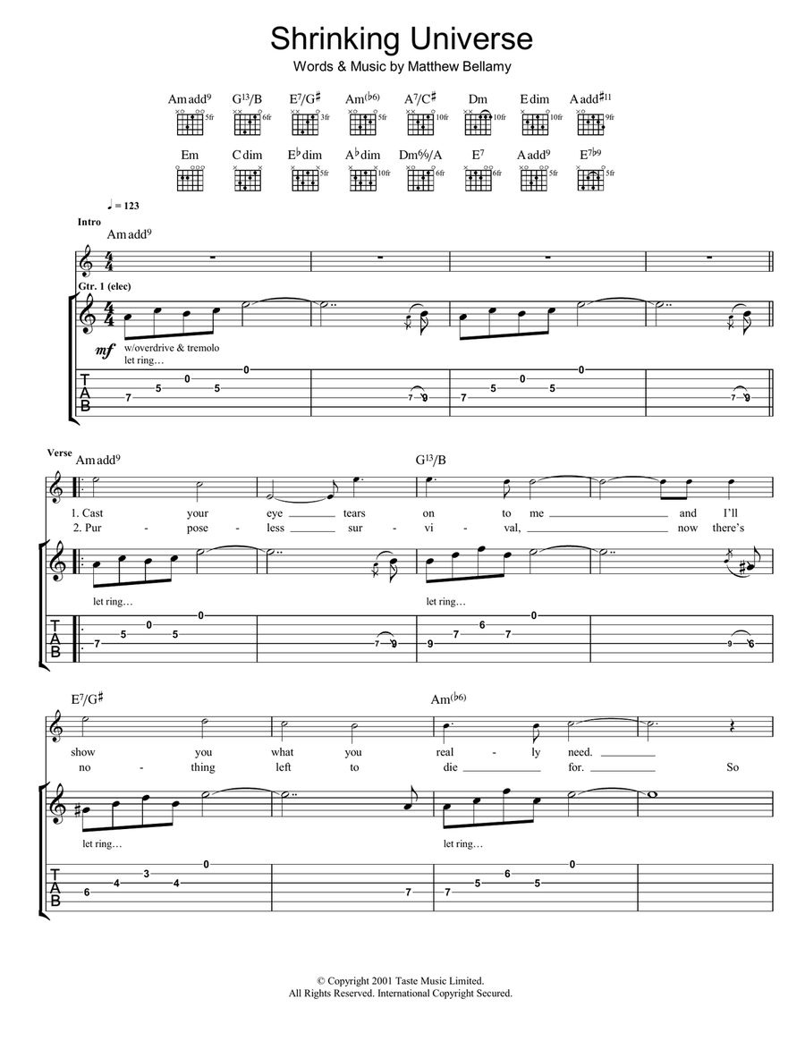 Shrinking Universe Guitar Tablature scores gallery preview page 1
