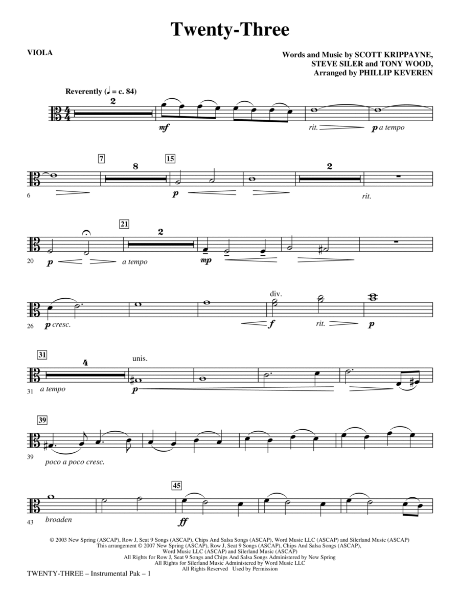 Twenty-Three (arr. Phillip Keveren) - Viola Choir scores gallery preview page 1