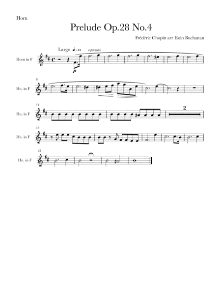 Chopin Prelude No.4 arr. for Horn Quintet image number null