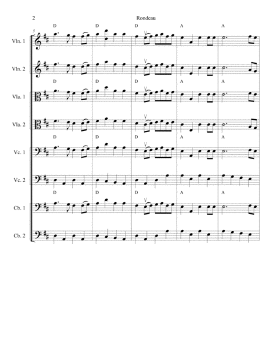 Rondeau by Mouret for Strings String Orchestra scores gallery preview page 2