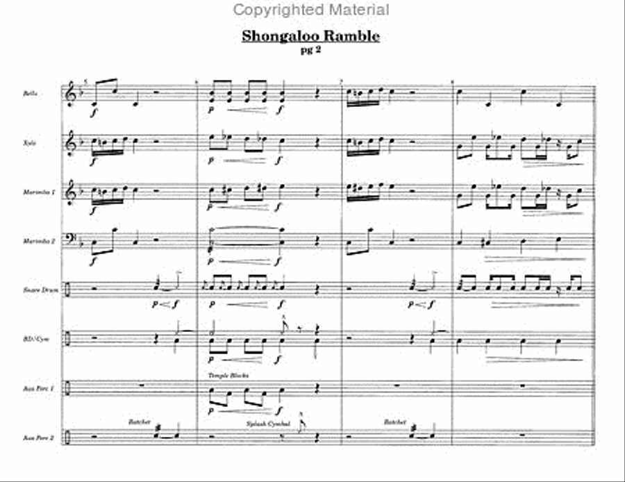 Shongaloo Ramble Percussion Ensemble scores gallery preview page 3