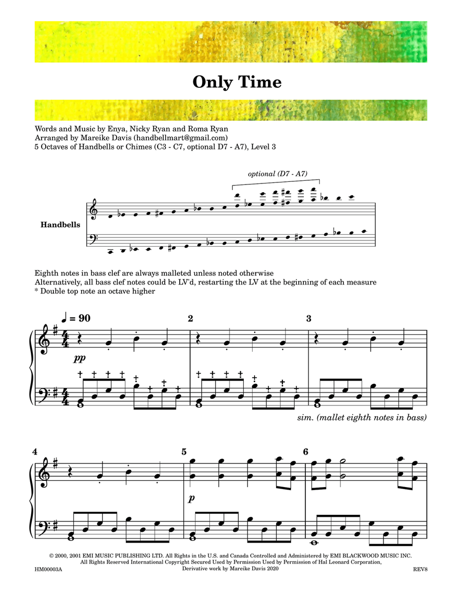 Only Time Handbell Choir scores gallery preview page 1