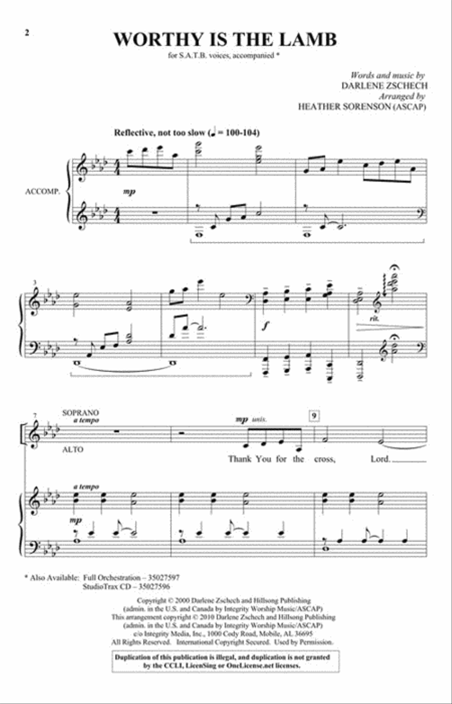 Worthy Is the Lamb Worthy Is the Lamb 4-Part scores gallery preview page 2