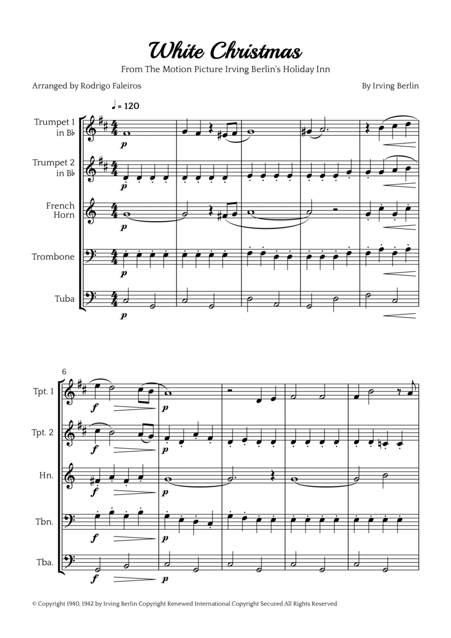 White Christmas Brass Quintet scores gallery preview page 1