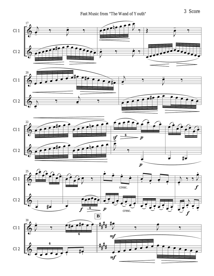Elgar Scherzino and The Wild Bears for two clarinets Clarinet Duet scores gallery preview page 3