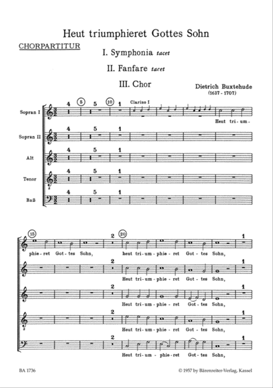 Heut triumphieret Gottes Sohn BuxWV 43 SSATB scores gallery preview page 1